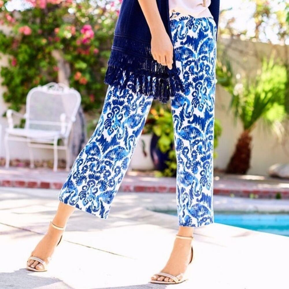 Lilly Pulitzer Navy Beach Bathers Lela Crop Pants Size 4